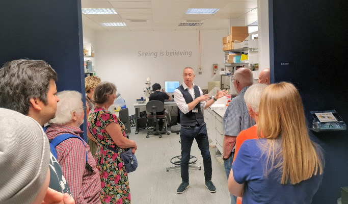 As well as the consultation, the support group were given a tour of the technology facility and saw the equipment used to examine cancer cells to the molecular level.
